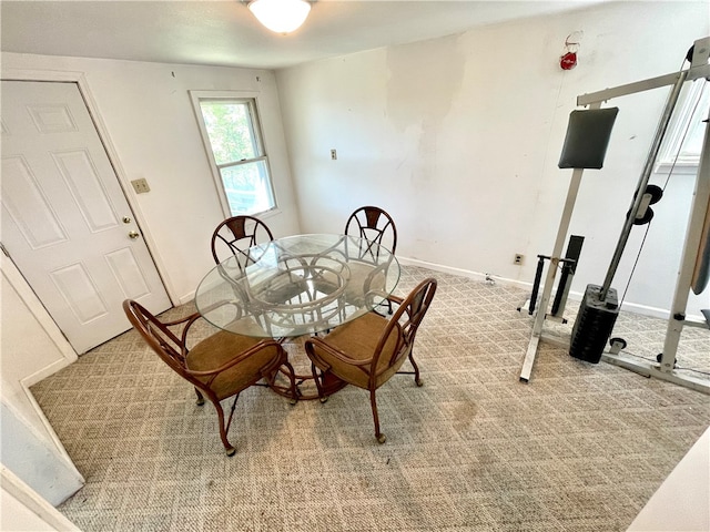 view of carpeted dining room