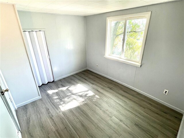 unfurnished room with light wood-type flooring