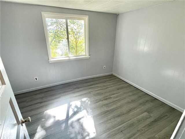 unfurnished room featuring dark wood-type flooring