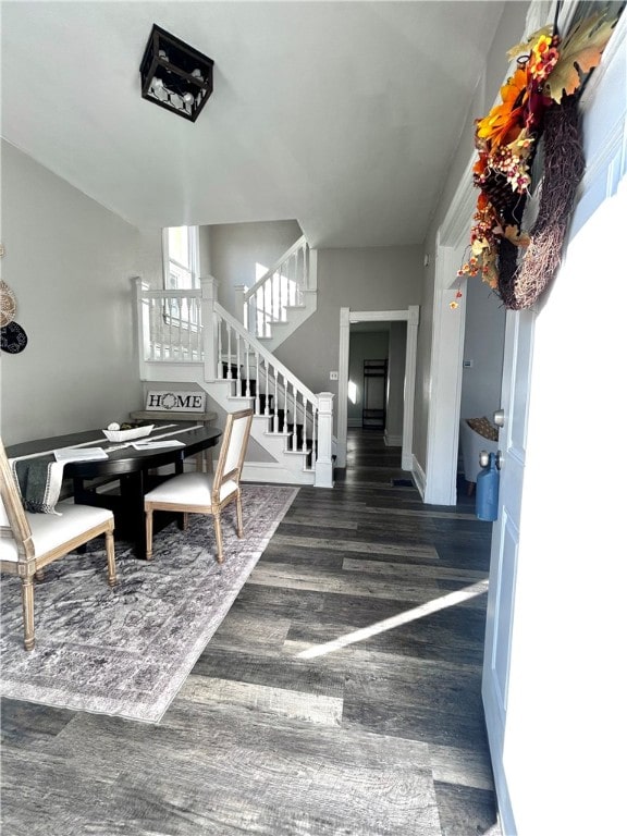 interior space featuring dark wood-type flooring