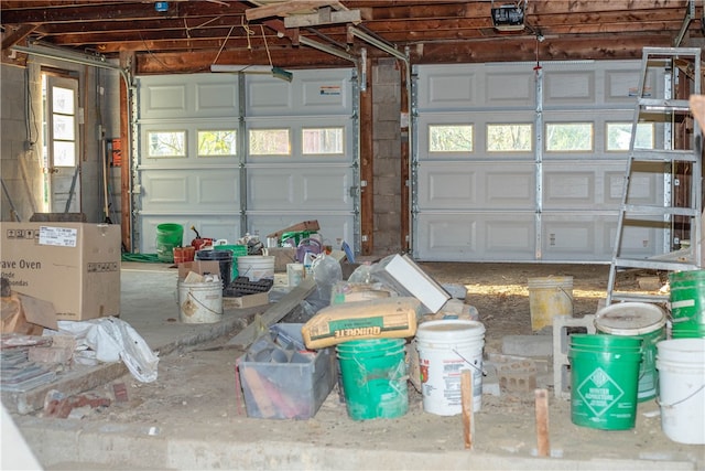 garage with a garage door opener