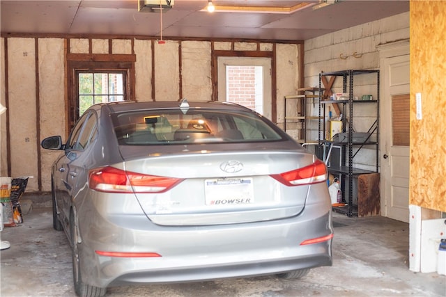 garage with a garage door opener