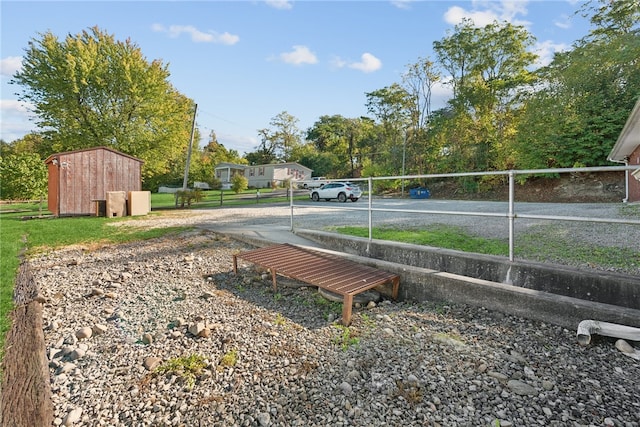 surrounding community featuring a shed