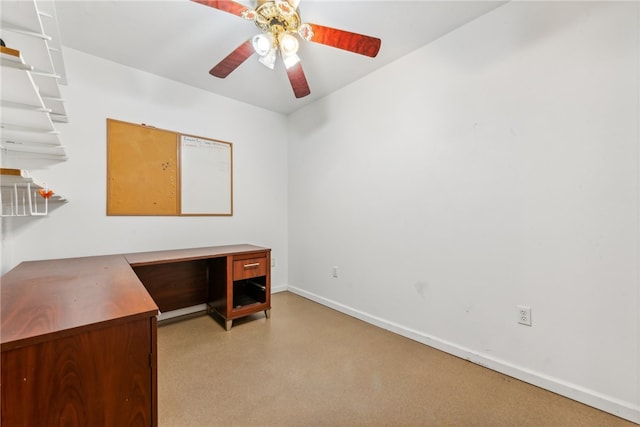 home office with ceiling fan