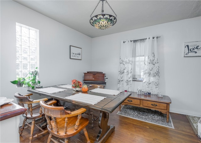 dining area featuring dark hardwood / wood-style flooring