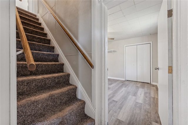 staircase with wood-type flooring