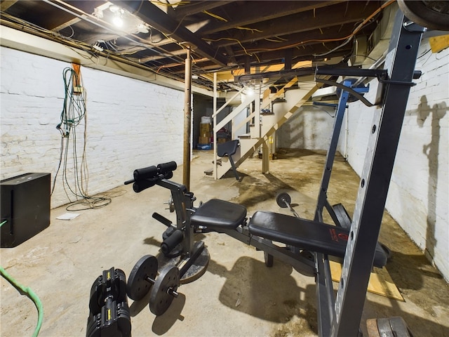 workout area with concrete flooring