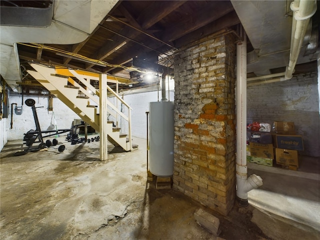 basement featuring gas water heater