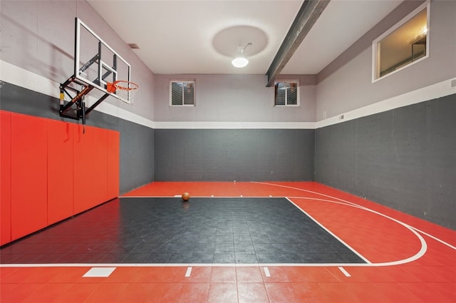 view of basketball court with basketball hoop