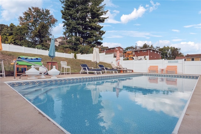 view of pool featuring a patio