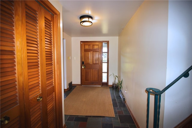 76 Broad St, West Bethlehem, PA 15345 - foyer featuring stone finish flooring and baseboards