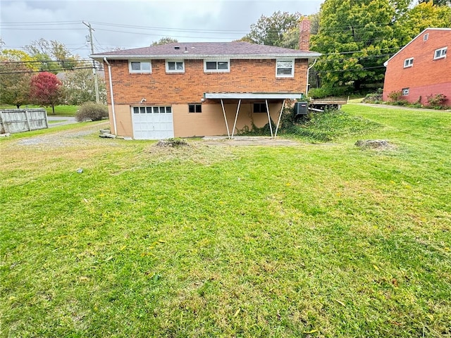 back of property featuring a yard and cooling unit