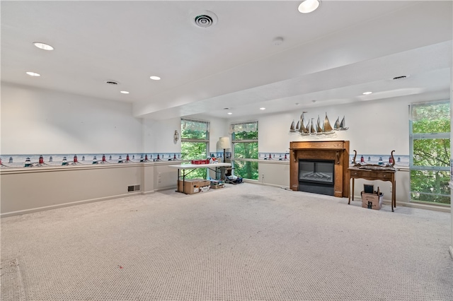 living room featuring carpet