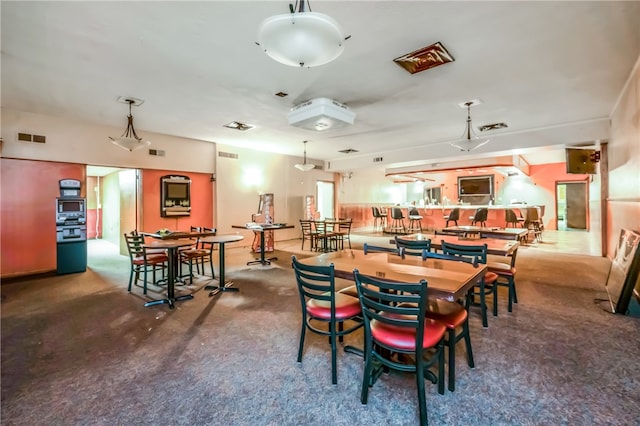 view of carpeted dining room