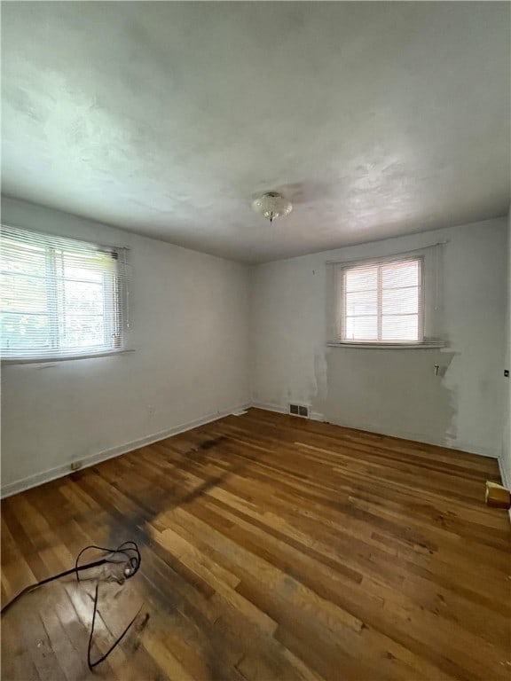 empty room with hardwood / wood-style floors and a wealth of natural light