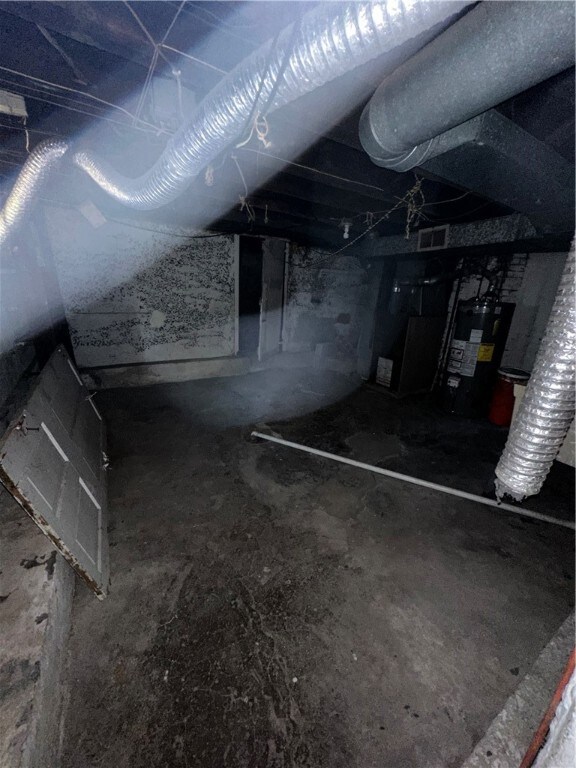 basement with water heater