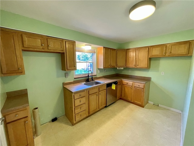 kitchen with sink and stainless steel dishwasher