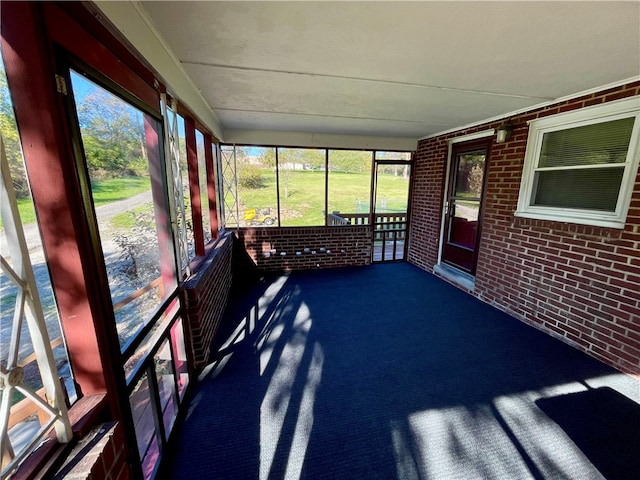 view of unfurnished sunroom