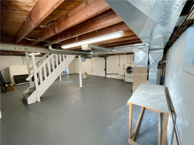 basement with heating unit