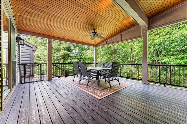 deck featuring ceiling fan