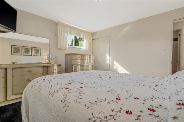 bedroom with a closet and carpet