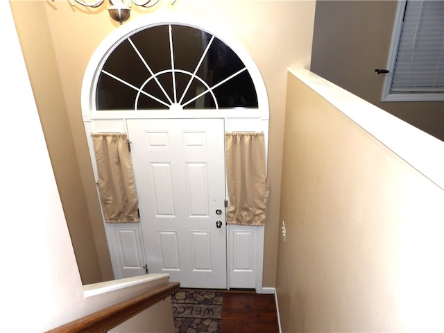 foyer featuring dark wood-type flooring