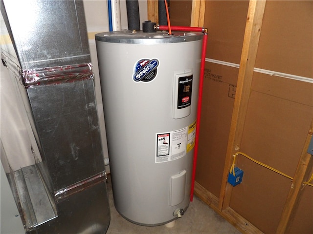 utilities featuring water heater and heating unit