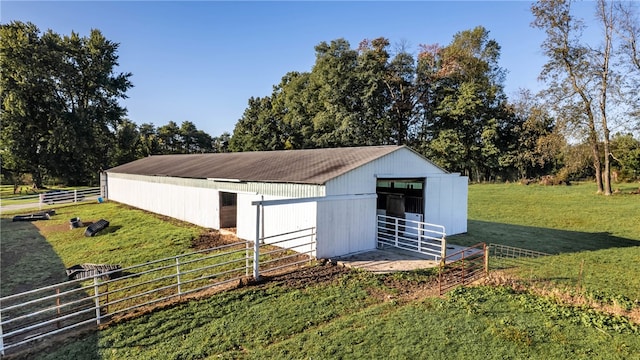 view of outbuilding with a rural view