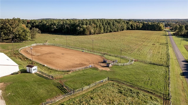 aerial view with a rural view