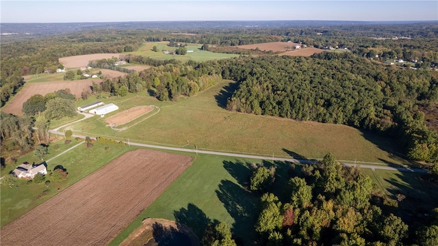 birds eye view of property featuring a rural view