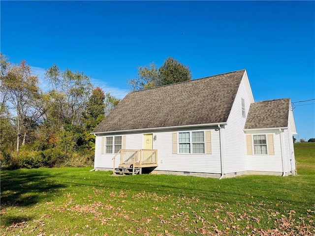 409 Ceylon Rd, Carmichaels/Cumblnd, PA 15320 - back of house with a shingled roof, a yard, and crawl space
