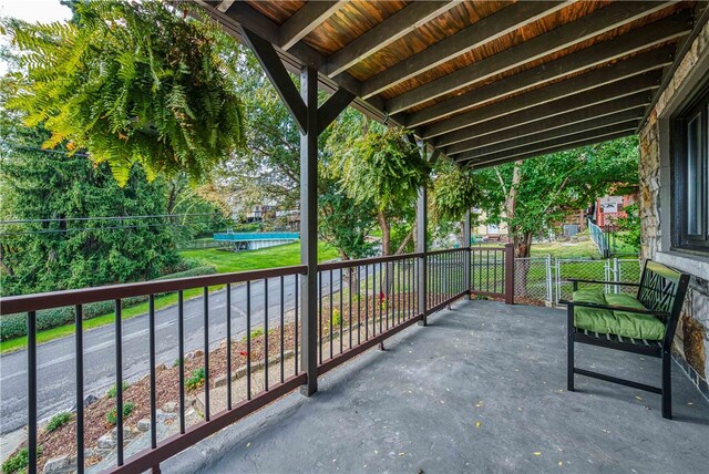 balcony with a patio area