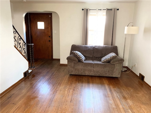 living room with hardwood / wood-style floors