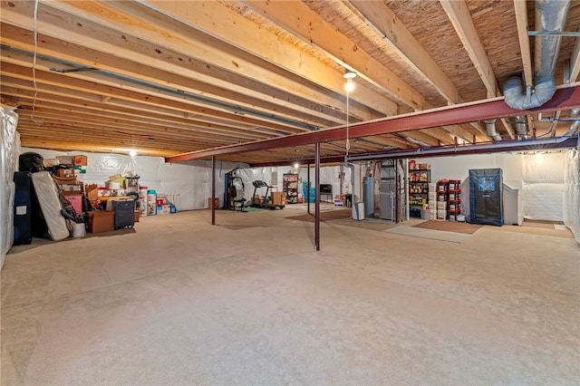 basement featuring water heater