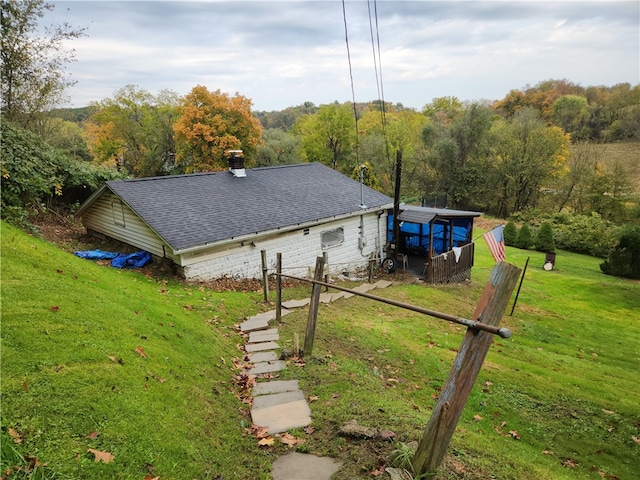 rear view of property with a lawn