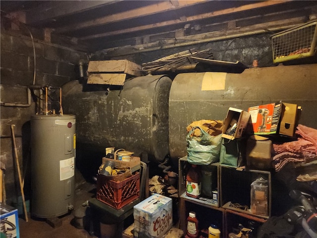 utility room featuring water heater