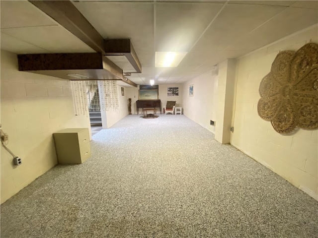 basement with carpet