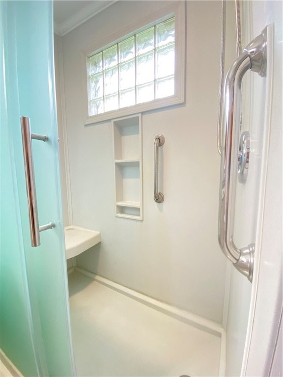 bathroom featuring ornamental molding