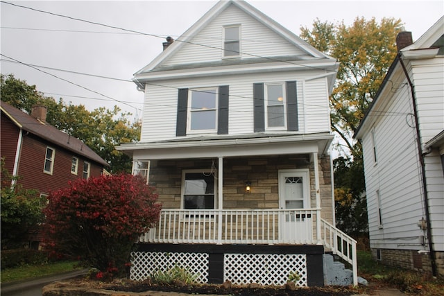 view of front facade featuring covered porch