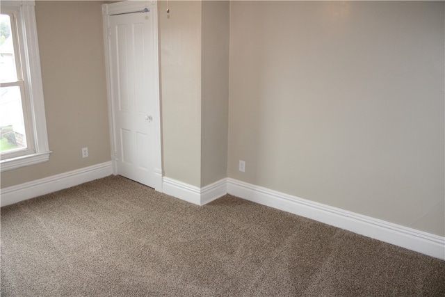 unfurnished room featuring carpet and a wealth of natural light