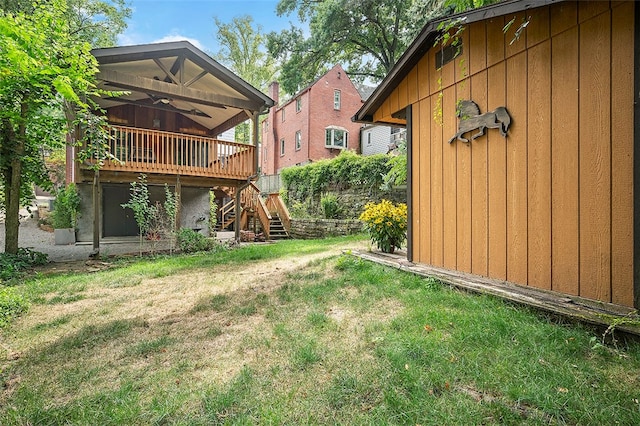 view of yard with a deck