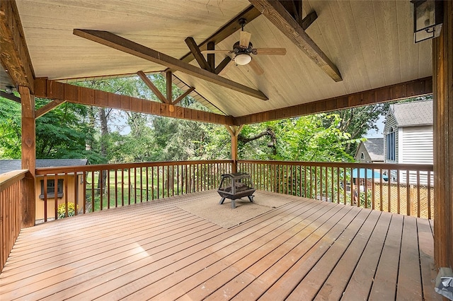 deck featuring ceiling fan