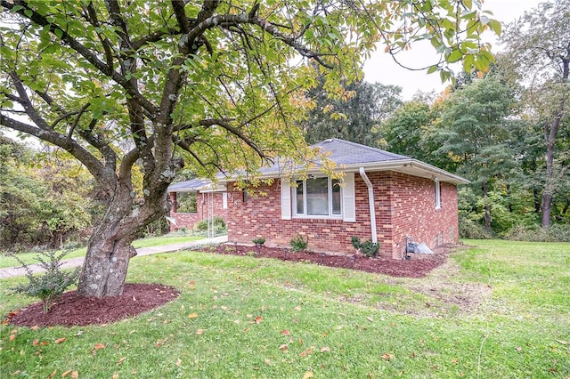 ranch-style house with a front lawn