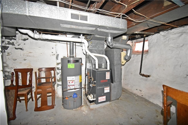 utilities with gas water heater and heating unit