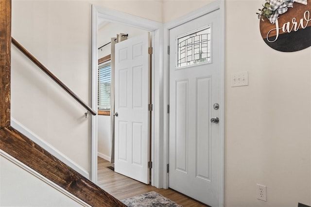 foyer with hardwood / wood-style flooring