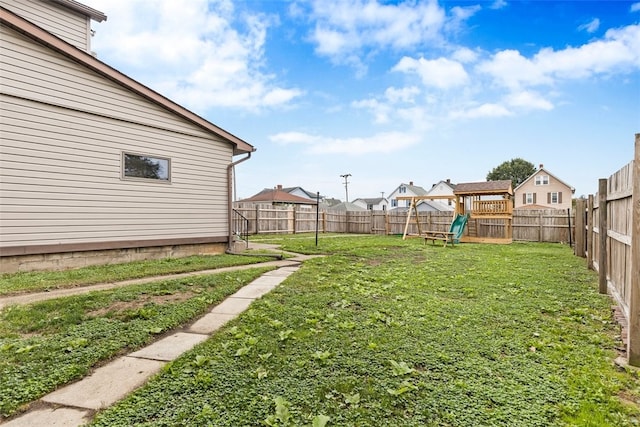 view of yard with a playground