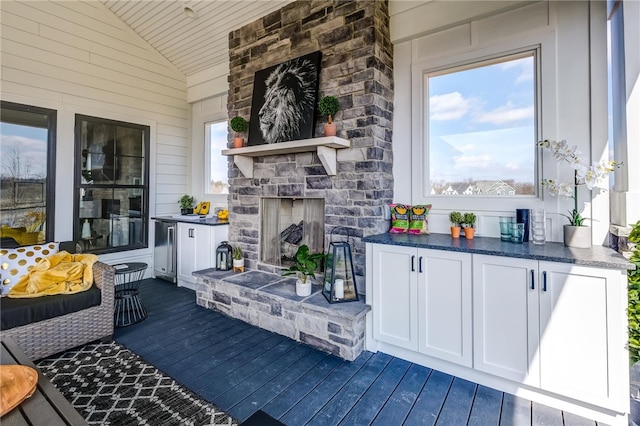 interior space with beverage cooler