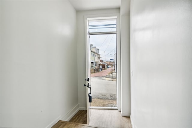 doorway featuring hardwood / wood-style flooring