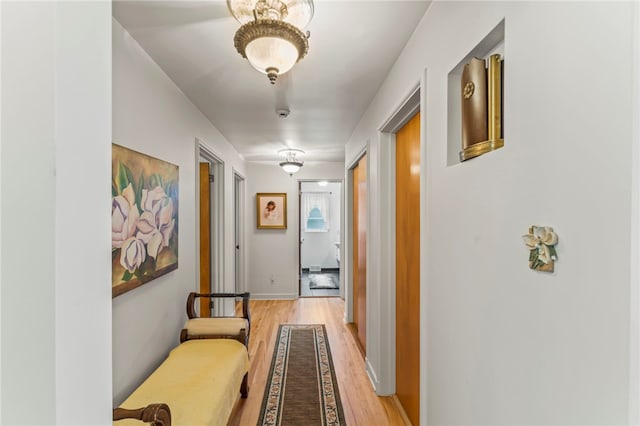 hallway with light wood-type flooring