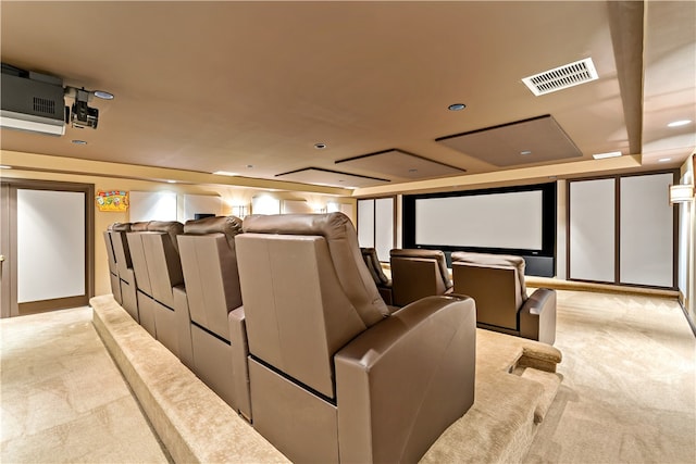 view of carpeted home theater room